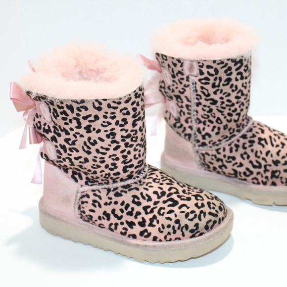 UGG Other - UGG PINK BLACK EXOTIC ANIMAL LEOPARD SHEEPSKIN BOOTS 1102369T GIRLS TODDLER 11